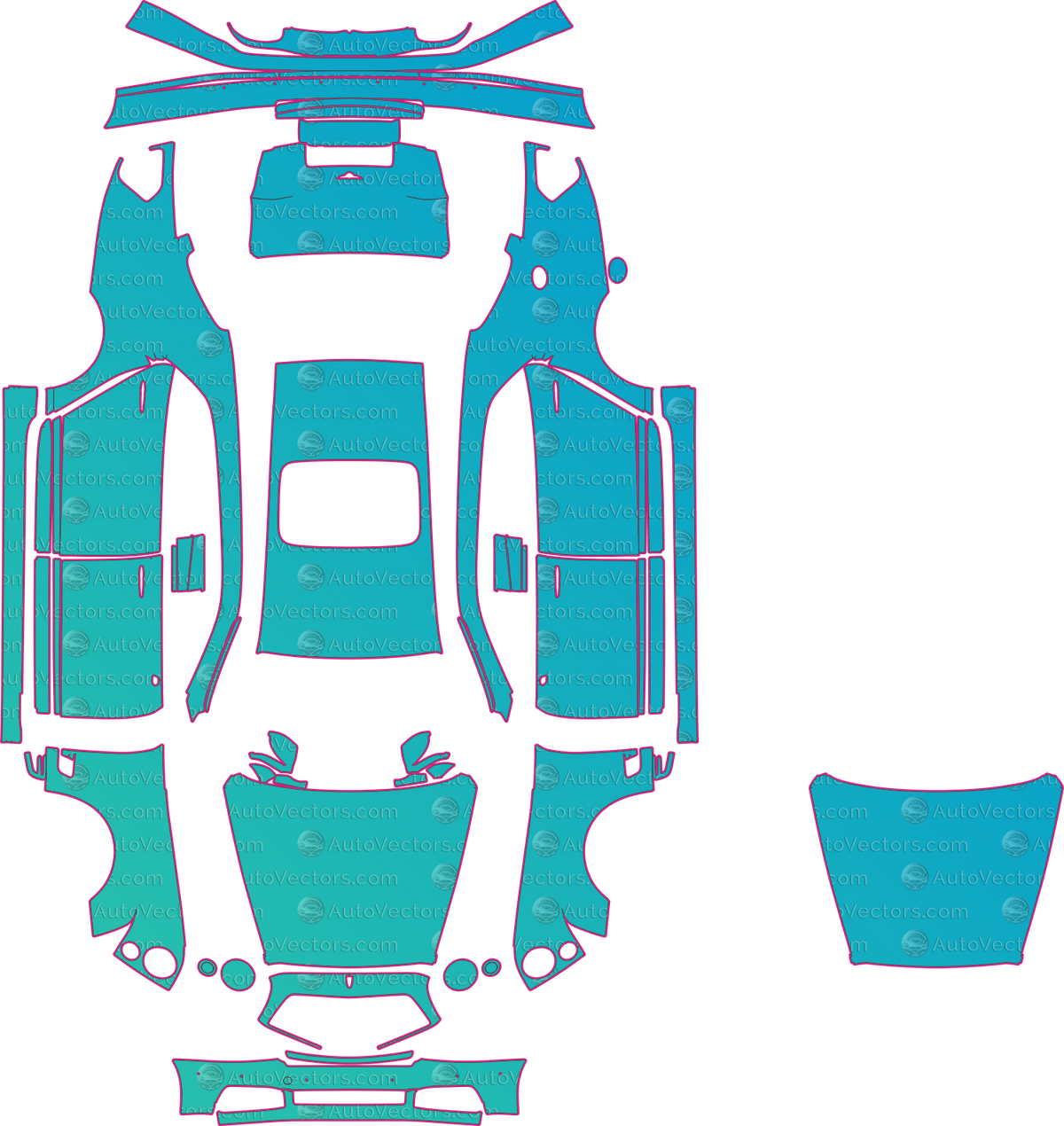 Bentley Mulsanne Speed-Base Standard Wheelbase (From 2017) Sedan – pre-cut PPF pattern templates, instant digital download vector cut files (CDR, AI, PDF, SVG)