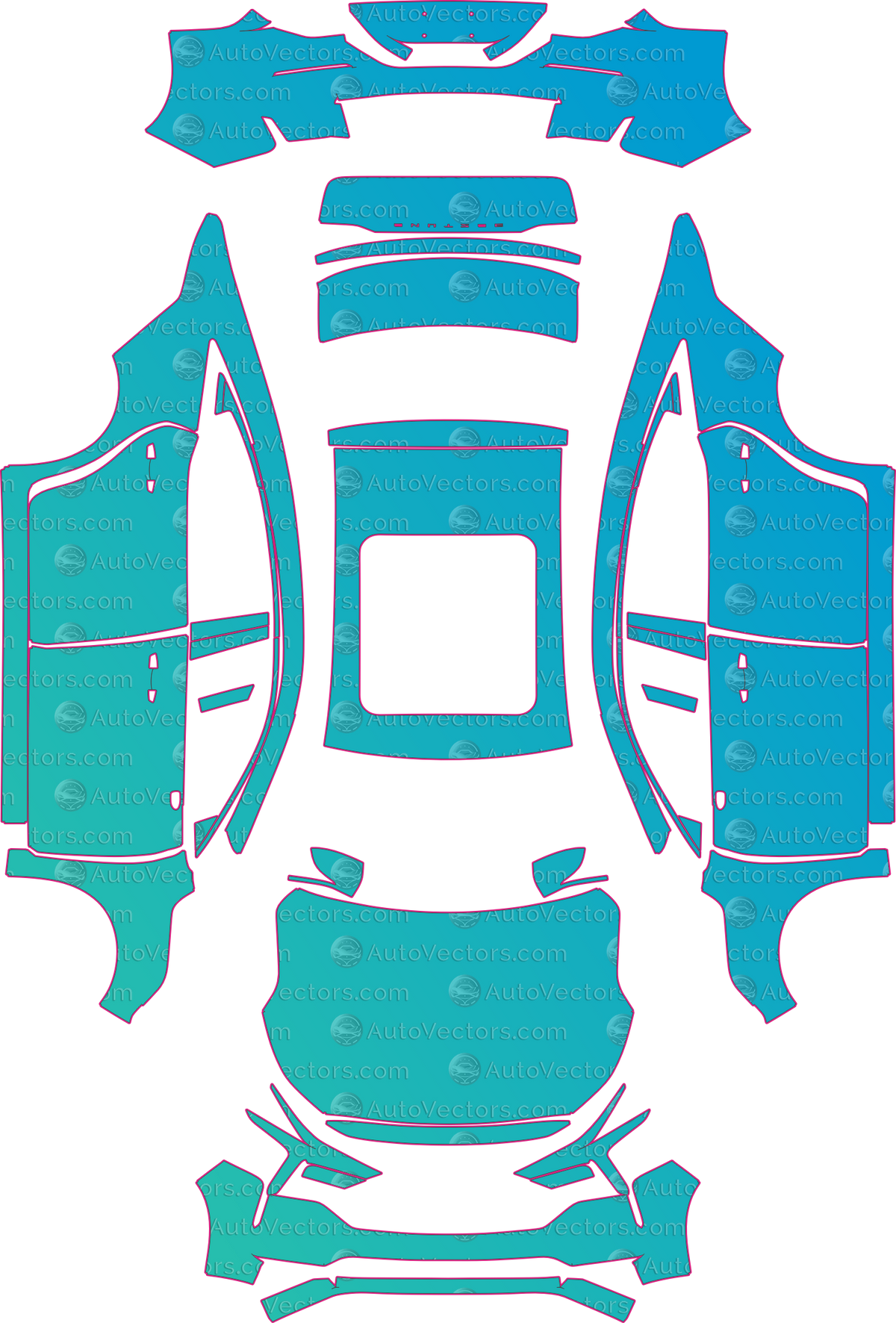 Bestune B70 Base (From 2023) Sedan pre-cut PPF pattern layout