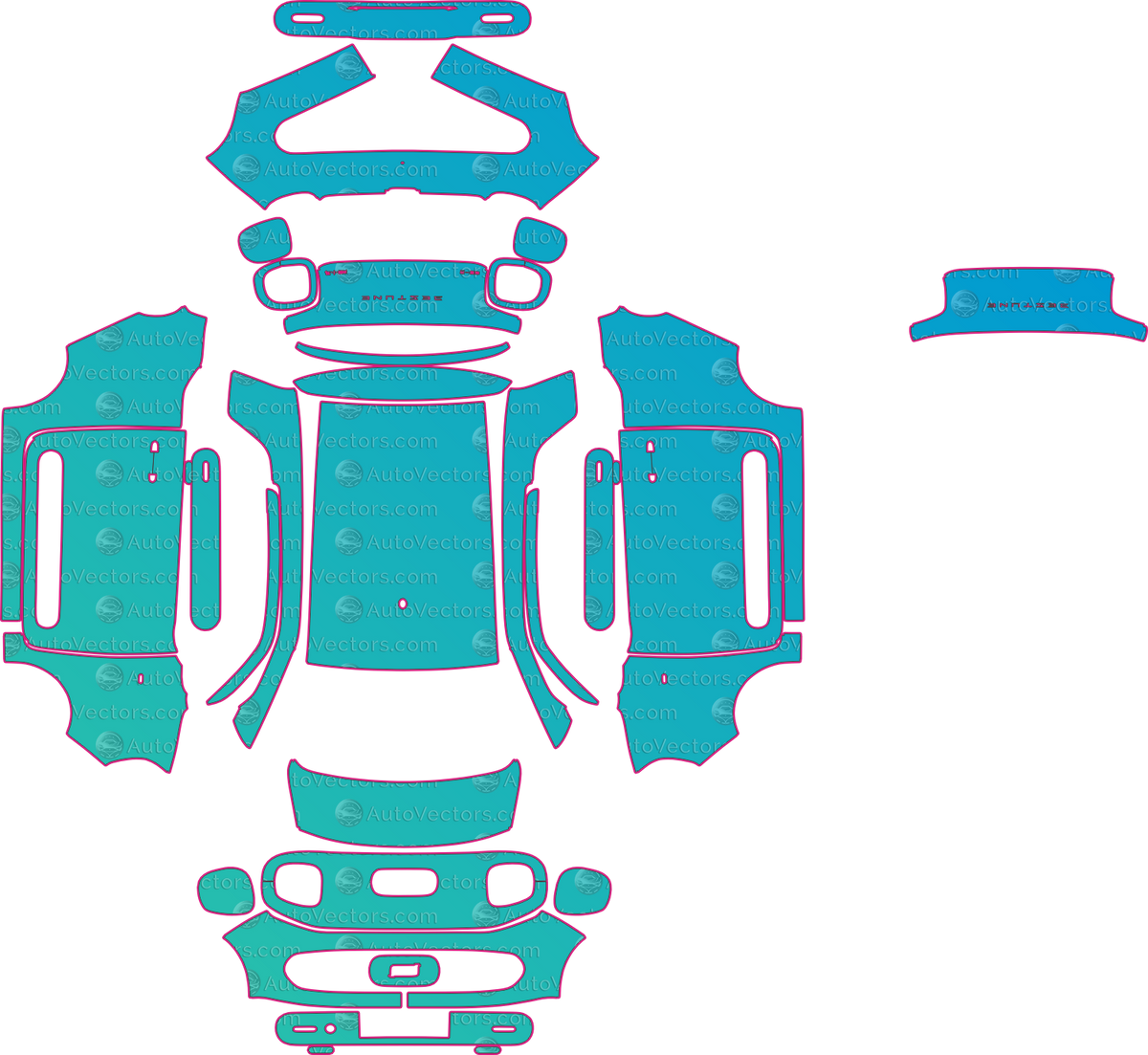 Bestune Pony Little Base (From 2024) Hatchback pre-cut PPF pattern layout