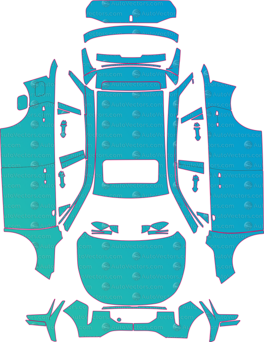 Bestune T55 Base (From 2021) pre-cut PPF pattern layout