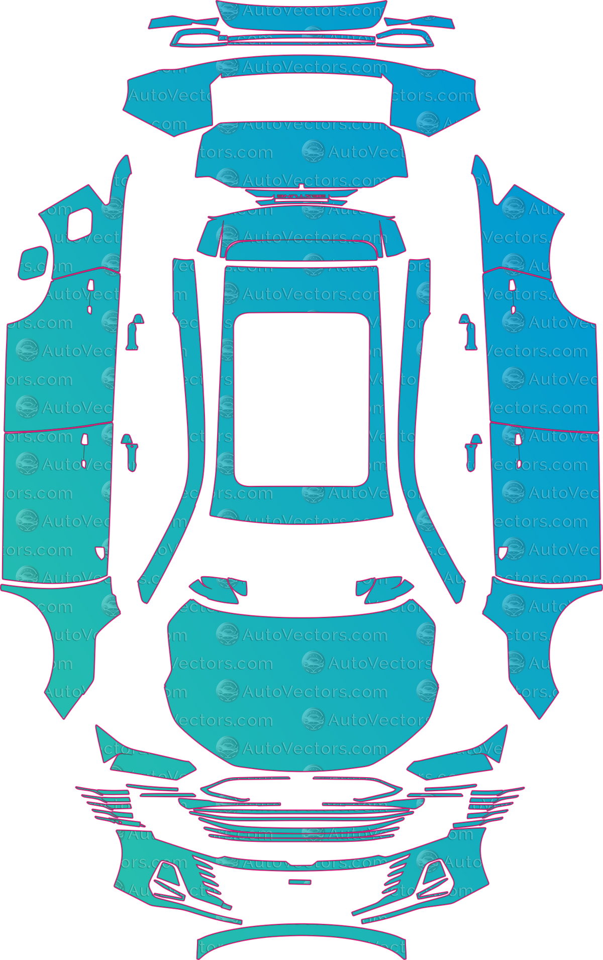 Bestune T77 Base (From 2023) SUV pre-cut PPF pattern layout