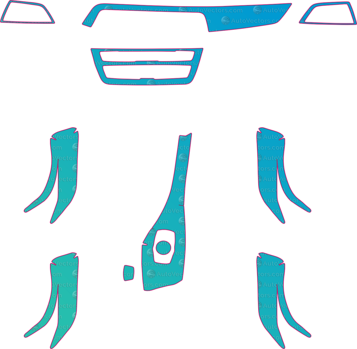 BMW 1 Series V1 (From 2017) Interior – interior pre-cut PPF pattern templates, instant digital download vector cut files (CDR, AI, PDF, SVG)