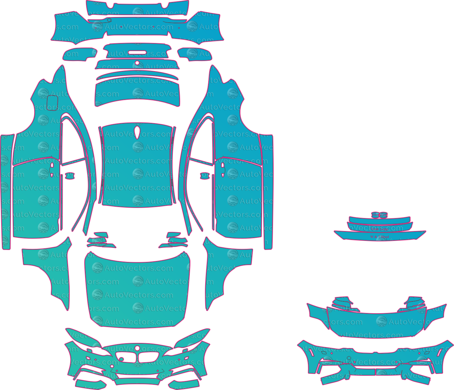 BMW 2 Series F22 M Sport (From 2014) Coupe – pre-cut PPF pattern templates, instant digital download vector cut files (CDR, AI, PDF, SVG)