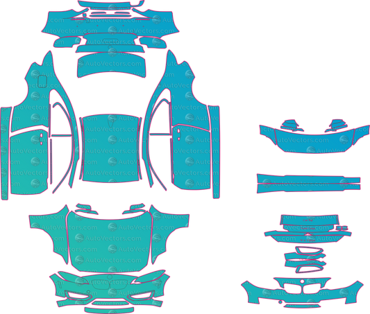 BMW 2 Series F22 Sport-Base (From 2014) Coupe – pre-cut PPF pattern templates, instant digital download vector cut files (CDR, AI, PDF, SVG)