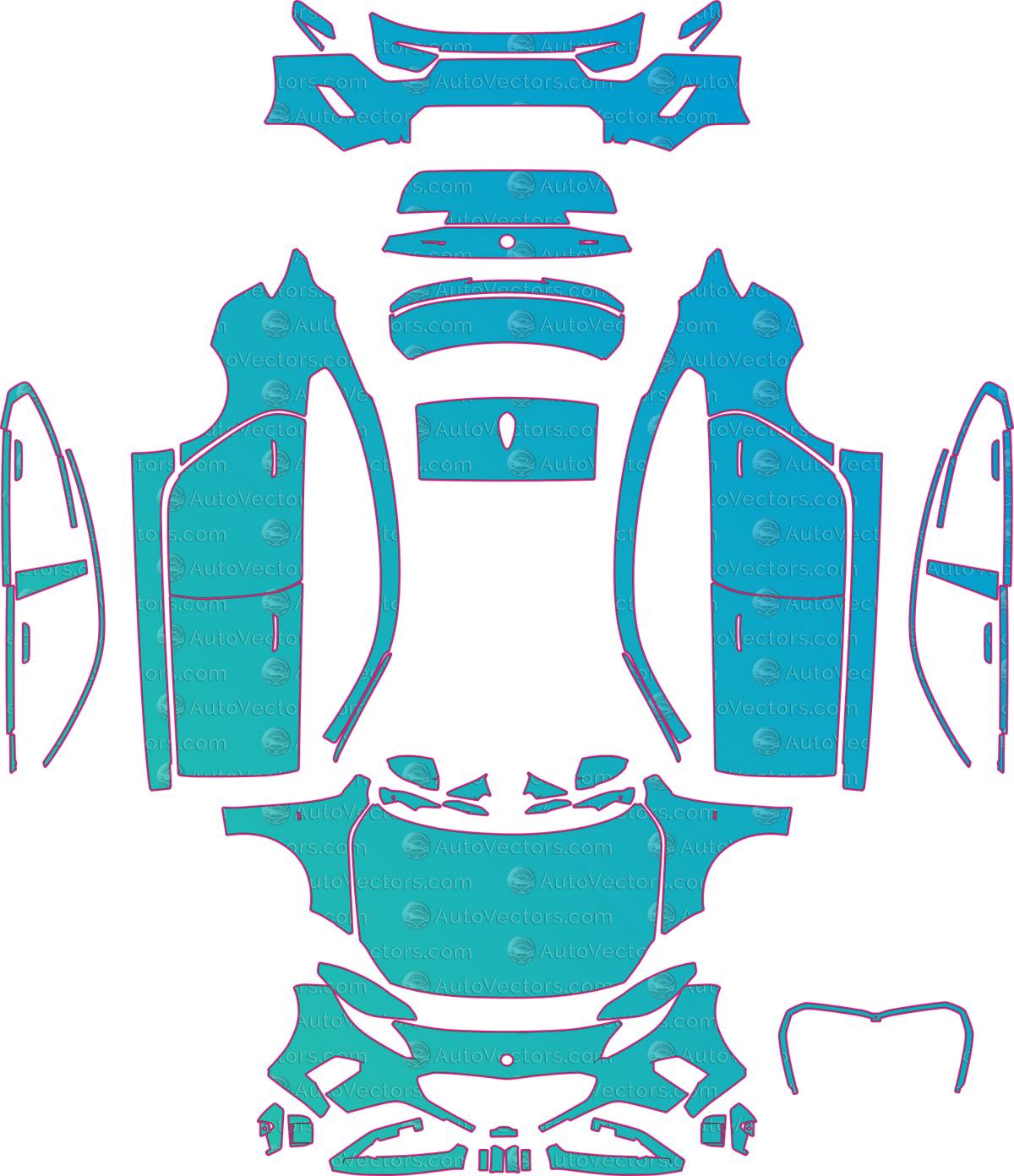 BMW 2 Series M Sport L-CN (From 2025) Sedan pre-cut PPF pattern layout
