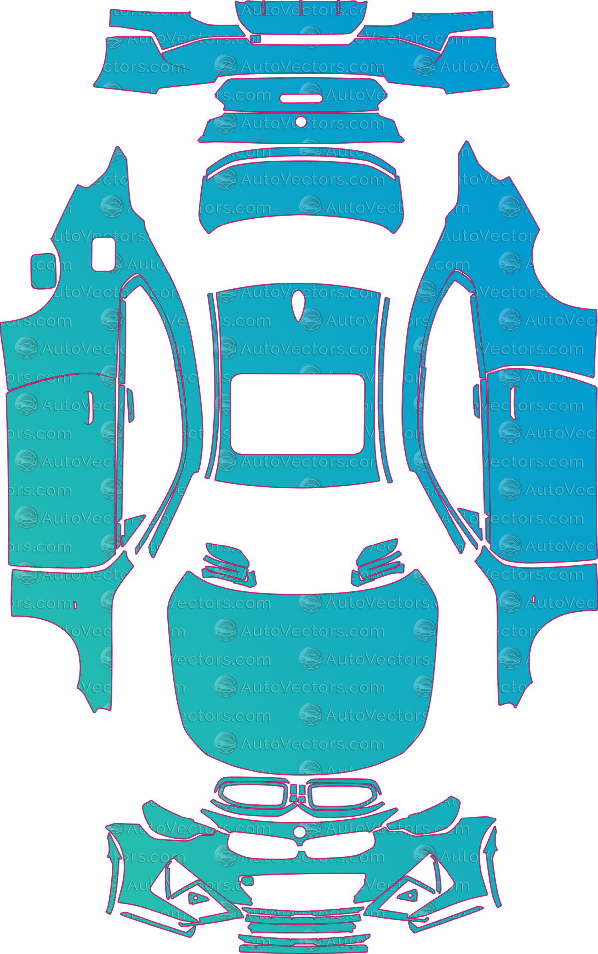 BMW 2 Series M Sport (From 2023) Coupe pre-cut PPF pattern layout