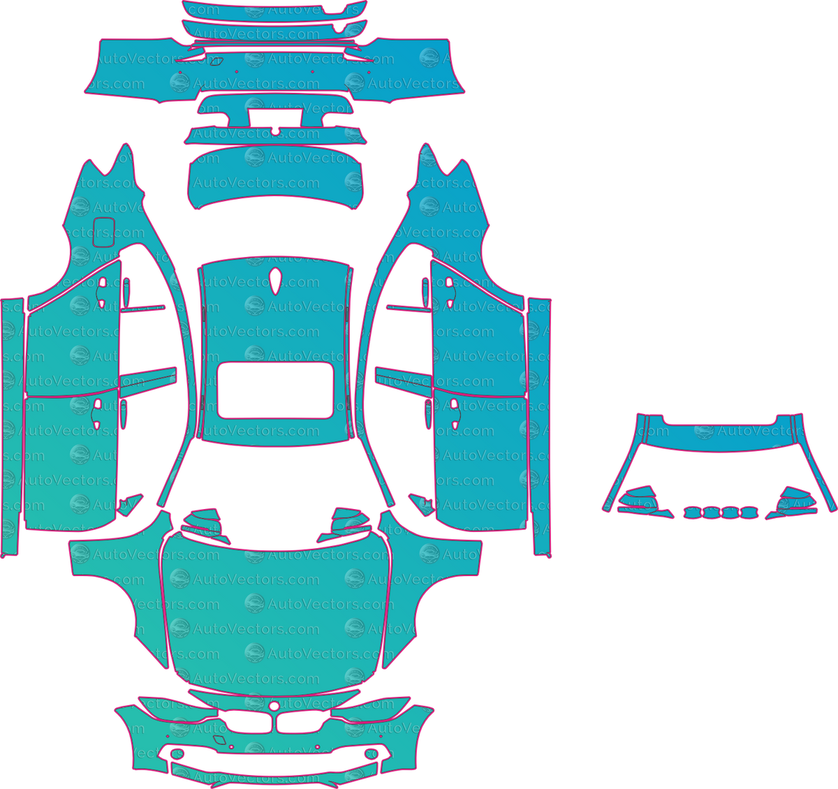 BMW 3 Series Base LCI (From 2015) Sedan pre-cut PPF pattern layout