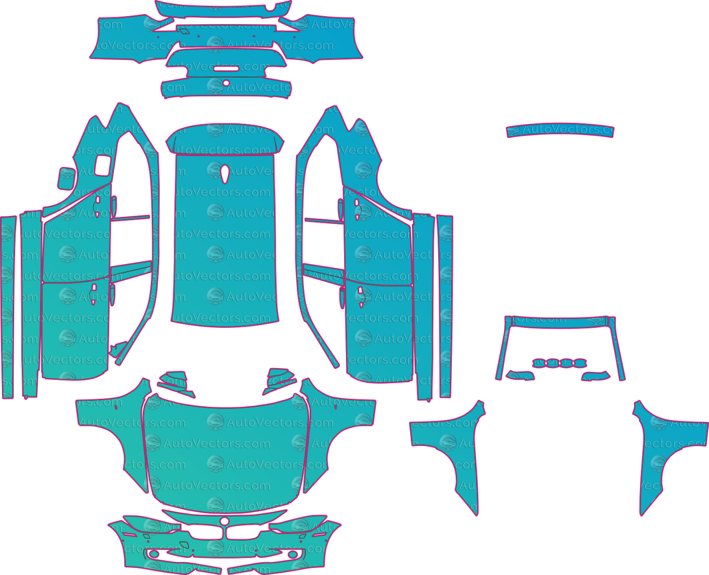 BMW 3 Series F31 (From 2013) Touring Pre-Cut PPF Pattern Templates – pre-cut PPF pattern templates, digital download vector files (CDR, AI, PDF, DXF, SVG)