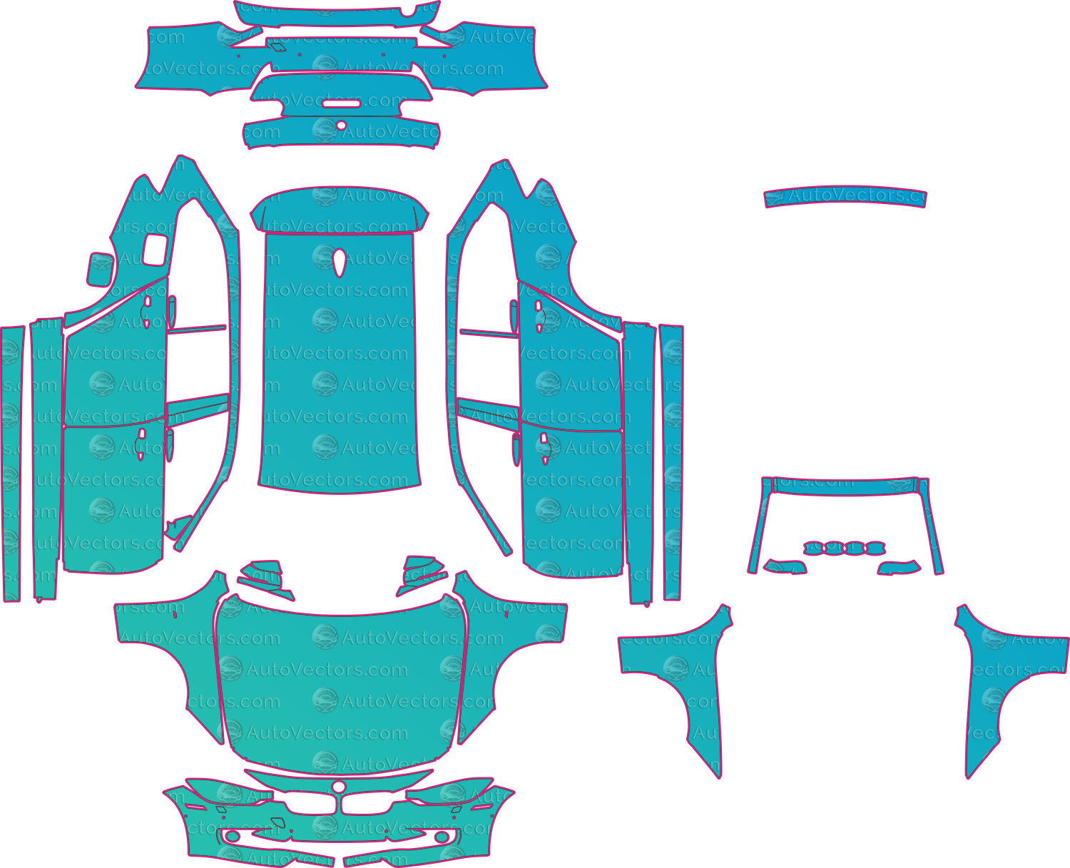 BMW 3 Series F31 (From 2013) Touring Pre-Cut PPF Pattern Templates – pre-cut PPF pattern templates, digital download vector files (CDR, AI, PDF, DXF, SVG)