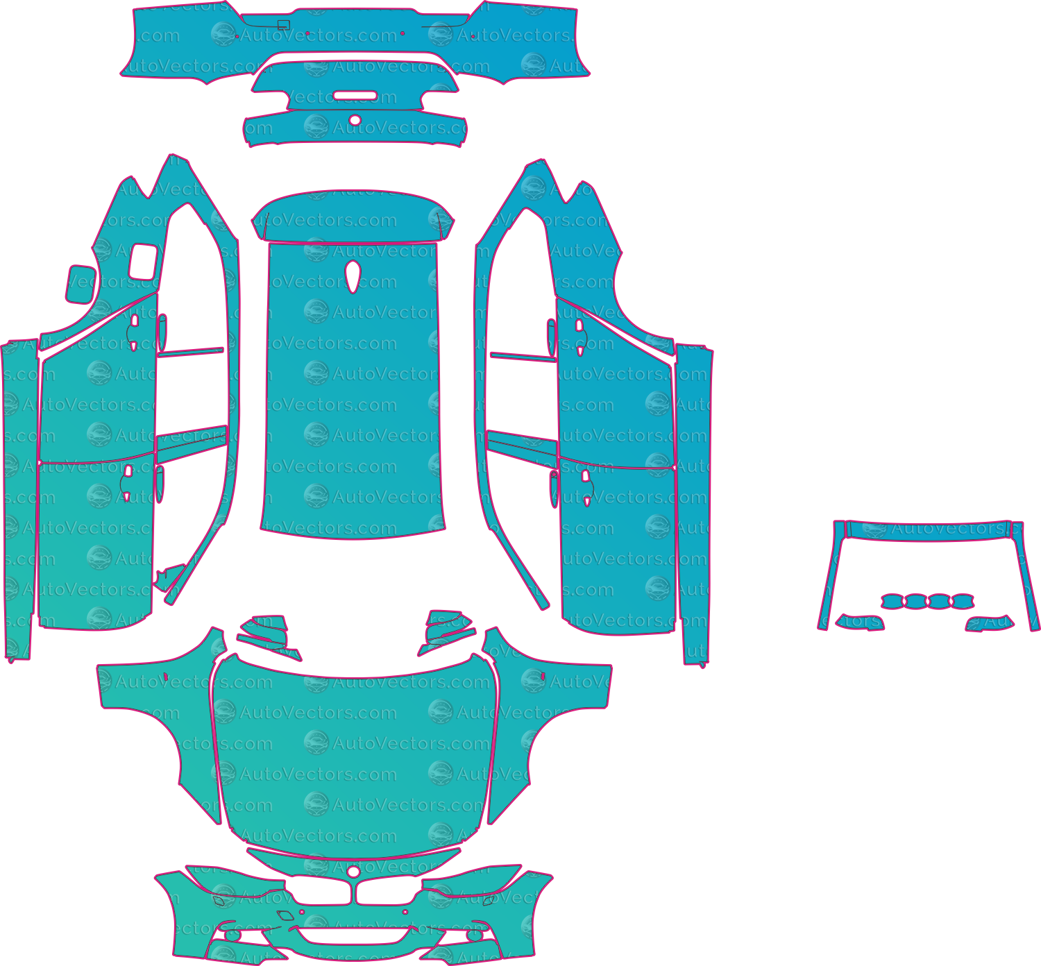 BMW 3 Series F31 M Sport (From 2013) Touring Pre-Cut PPF Pattern Templates – pre-cut PPF pattern templates, digital download vector files (CDR, AI, PDF, DXF, SVG)