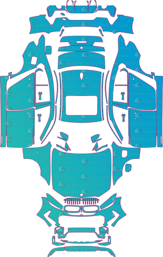 BMW 3 Series G20 330E M Sport (From 2023) Sedan – pre-cut PPF pattern templates, instant digital download vector cut files (CDR, AI, PDF, SVG)