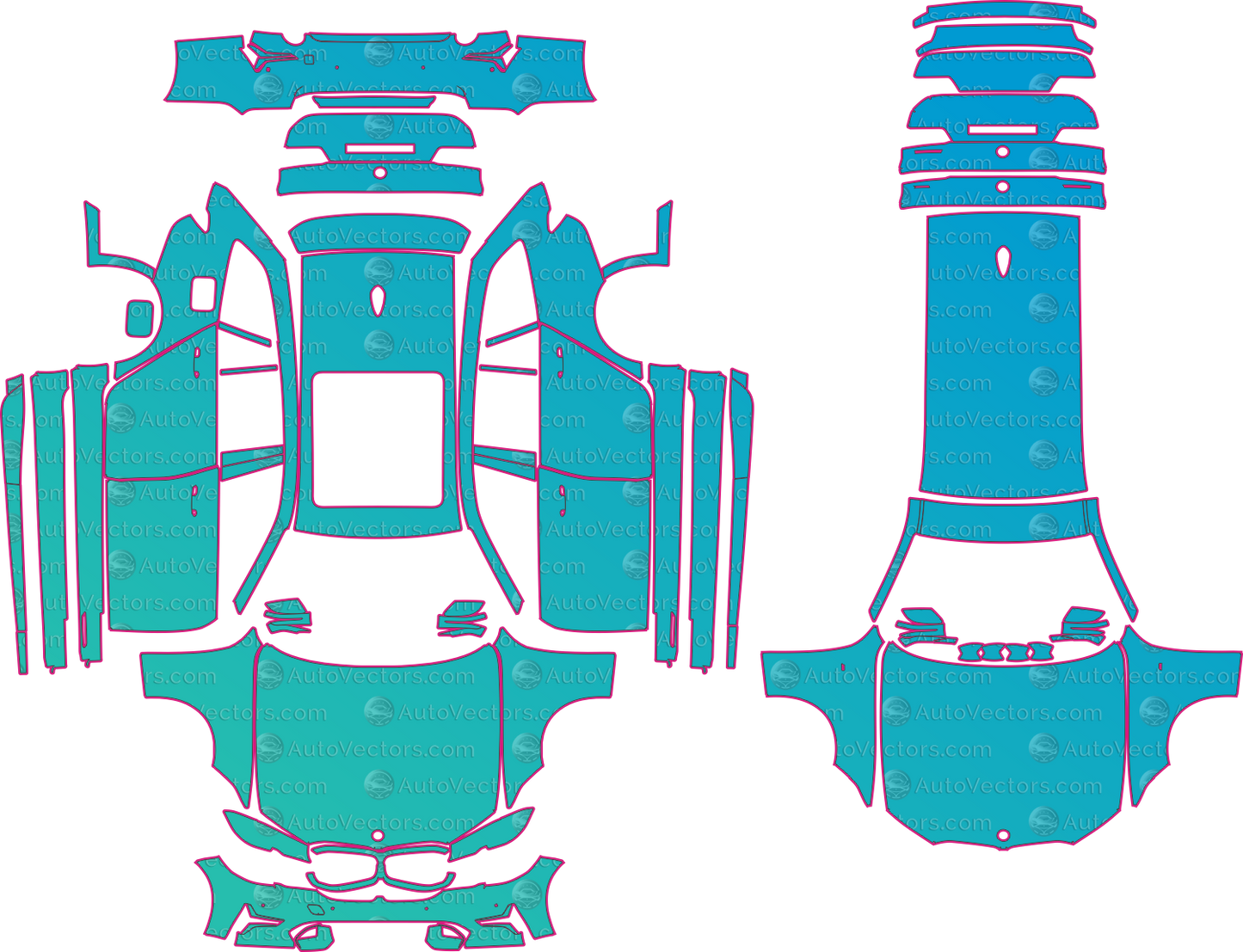 BMW 3 Series G21 (From 2020) Touring Pre-Cut PPF Pattern Templates – pre-cut PPF pattern templates, digital download vector files (CDR, AI, PDF, DXF, SVG)