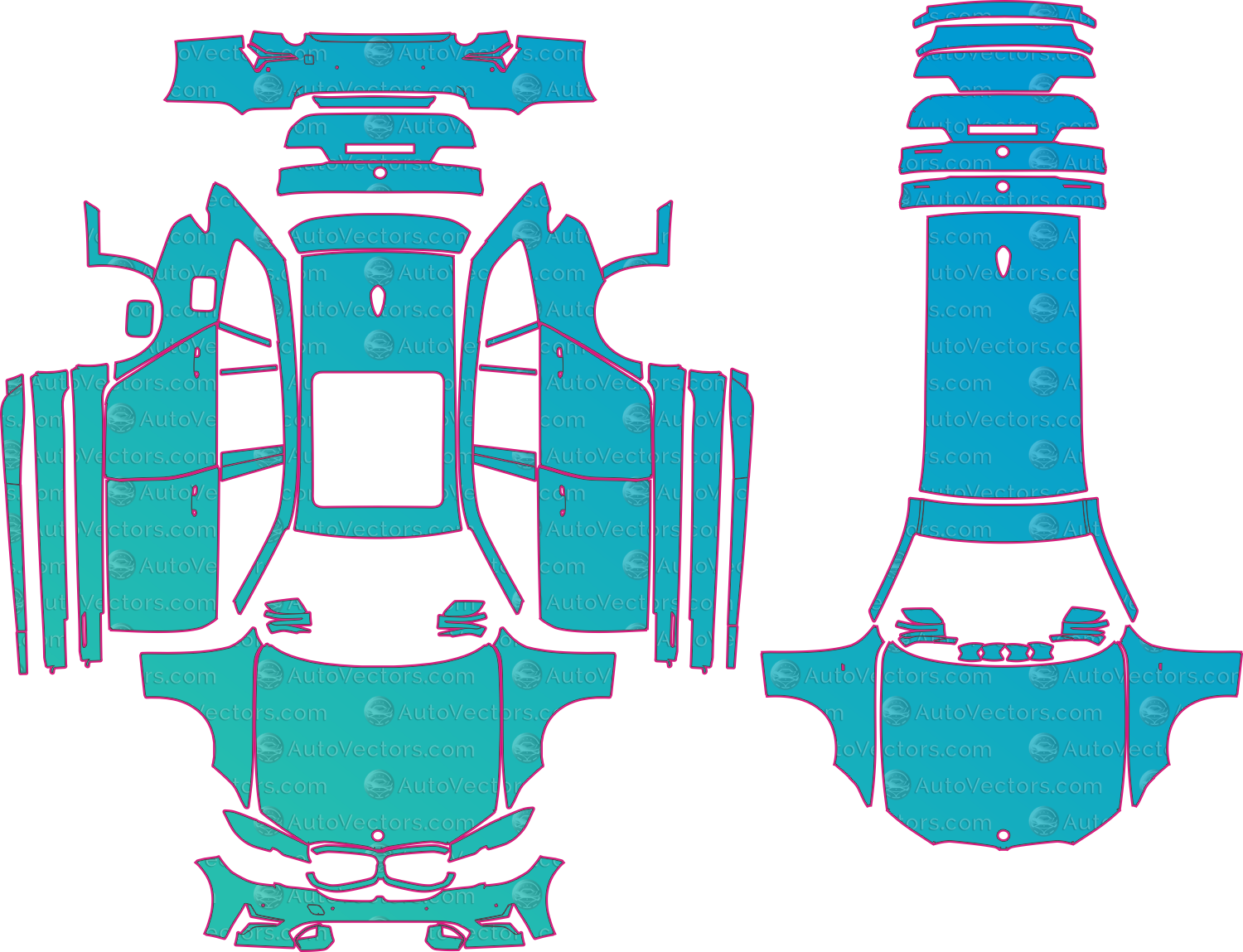 BMW 3 Series G21 (From 2020) Touring Pre-Cut PPF Pattern Templates – pre-cut PPF pattern templates, digital download vector files (CDR, AI, PDF, DXF, SVG)