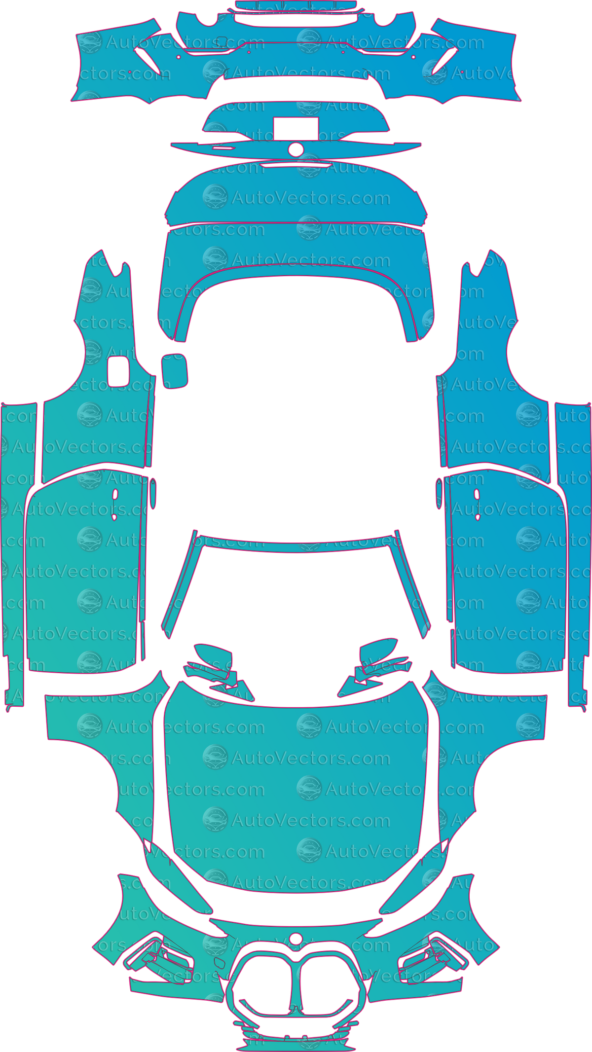 BMW 4 Series M Sport (From 2021) Convertible pre-cut PPF pattern layout