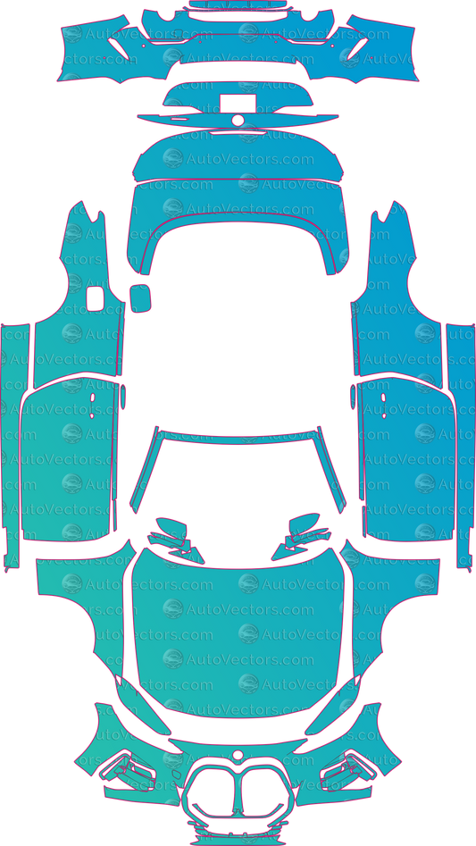 BMW 4 Series M Sport (From 2021) Convertible pre-cut PPF pattern layout