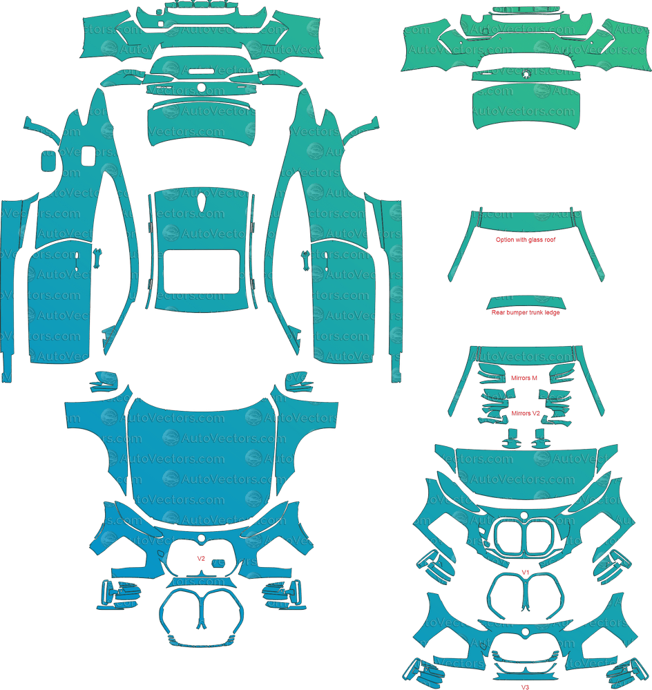 BMW 4 Series M Sport G22 (From 2021) Coupe pre-cut PPF vector template download