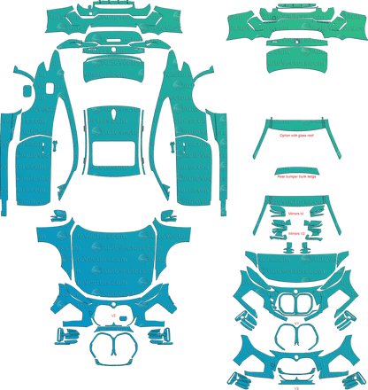 BMW 4 Series M Sport G22 (From 2021) Coupe pre-cut PPF vector template download