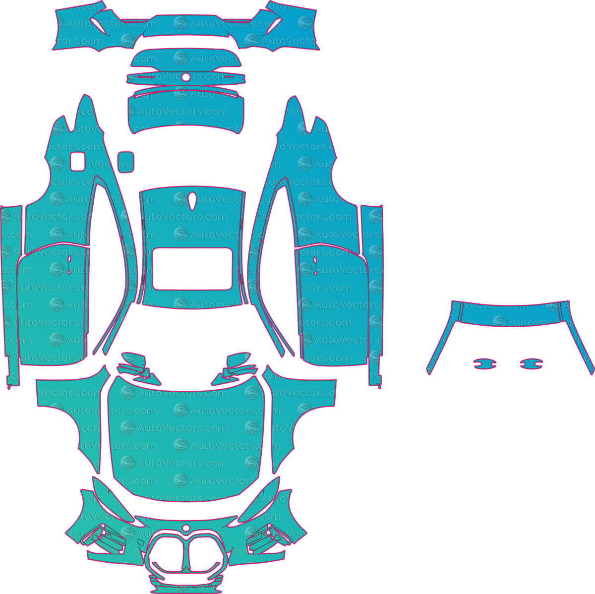 BMW 4 Series M440I (From 2021) Coupe pre-cut PPF pattern layout