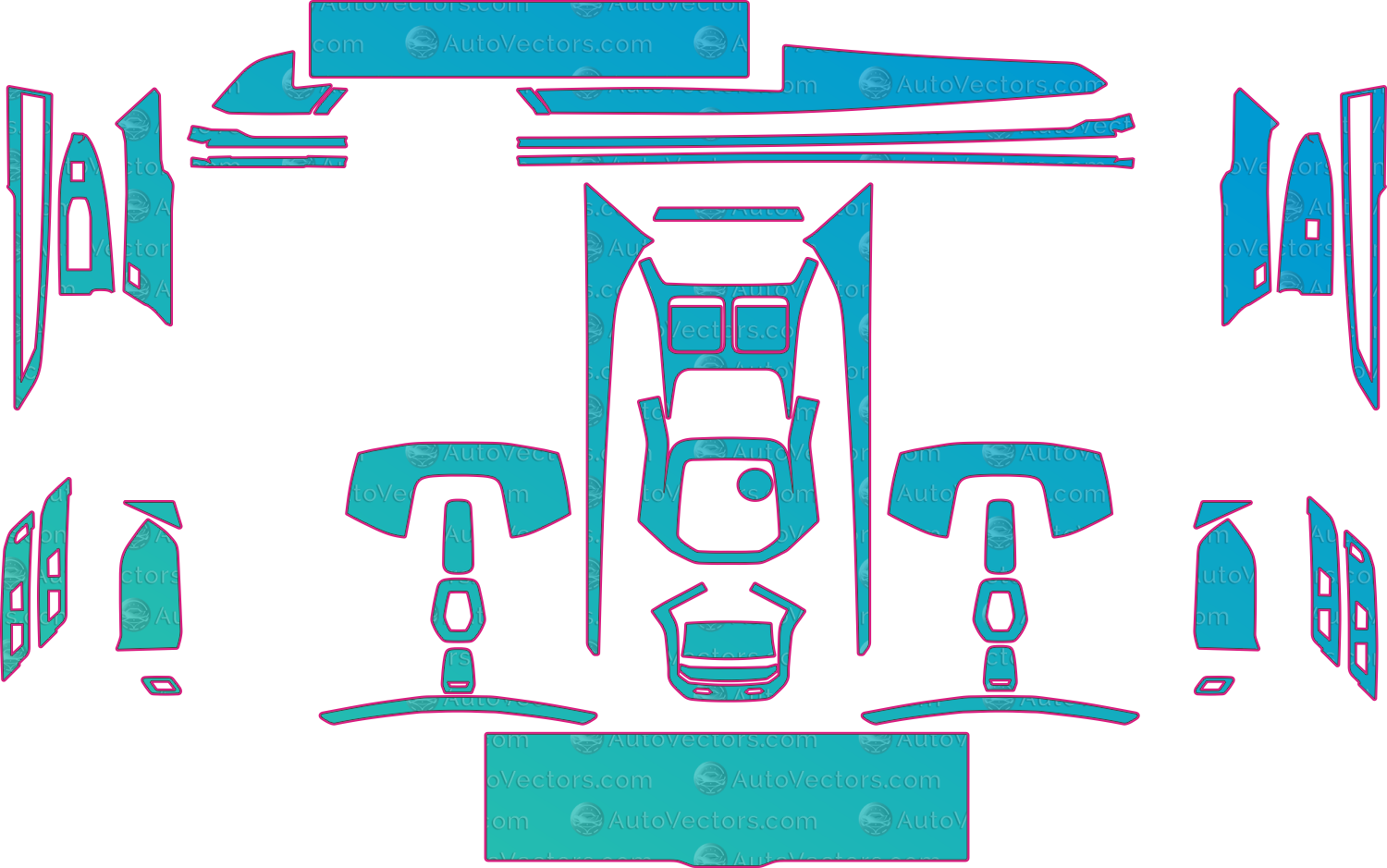 BMW 7 Series (From 2024) Sedan Interior Pre-Cut PPF Pattern Templates – interior pre-cut PPF pattern templates, digital download vector files (CDR, AI, PDF, DXF, SVG)