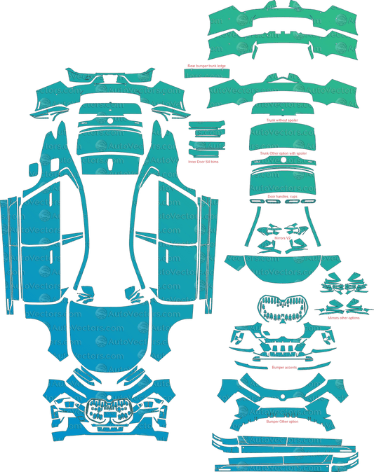 BMW 7 Series 760I G70 (From 2023) Sedan pre-cut PPF vector template download