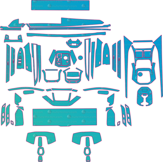 BMW 7 Series G70 Base (From 2023) Sedan Interior Pre-Cut PPF Pattern Templates – interior pre-cut PPF pattern templates, digital download vector files (CDR, AI, PDF, DXF, SVG)
