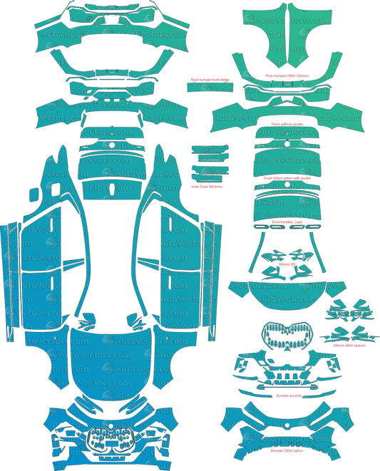 BMW 7 Series M Sport G70 (From 2023) Sedan pre-cut PPF vector template download