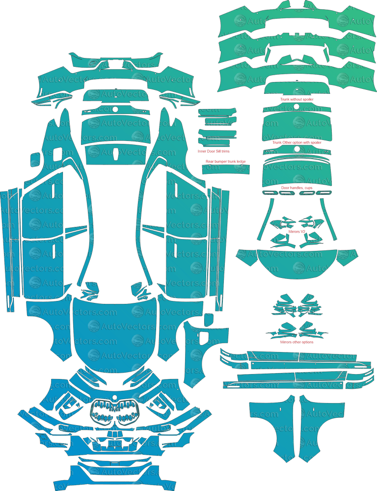 BMW 7 Series M70 G70 (From 2023) Sedan pre-cut PPF vector template download