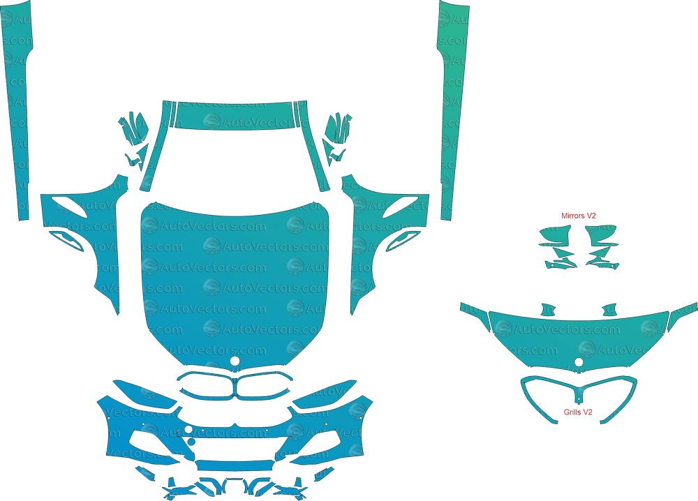 BMW 8 Series M850i / M Sport G15 (From 2018) Coupe pre-cut PPF vector template download