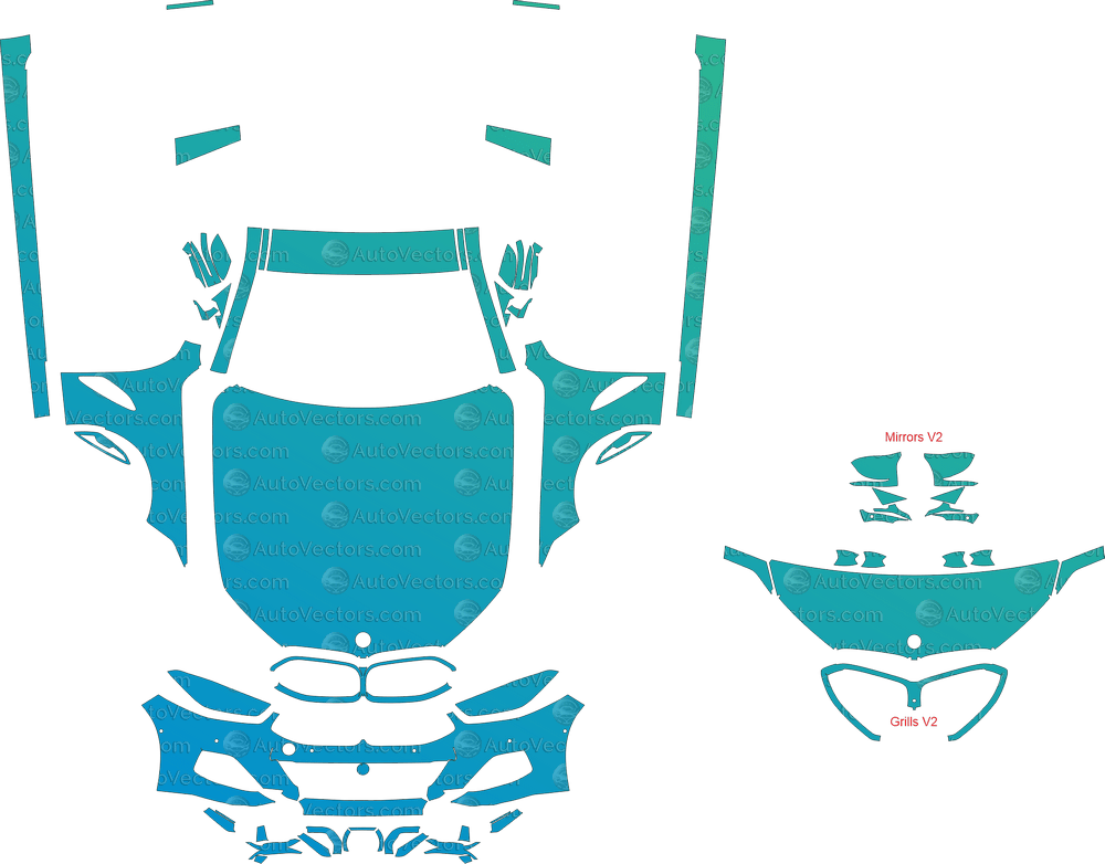 BMW 8 Series M850i / M Sport G16 (From 2019) Gran Coupe pre-cut PPF vector template download