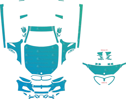 BMW 8 Series M850i / M Sport G16 (From 2019) Gran Coupe pre-cut PPF vector template download