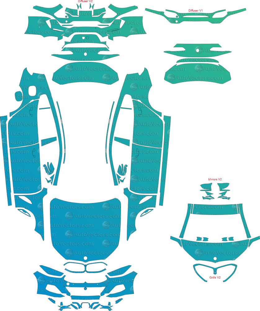 BMW 8 Series M850i / M Sport G16 (From 2019) Gran Coupe pre-cut PPF vector template download