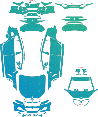 BMW 8 Series M850i / M Sport G16 (From 2019) Gran Coupe pre-cut PPF vector template download