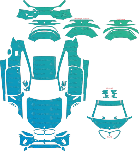 BMW 8 Series Sport Line G15 (From 2020) Coupe pre-cut PPF vector template download