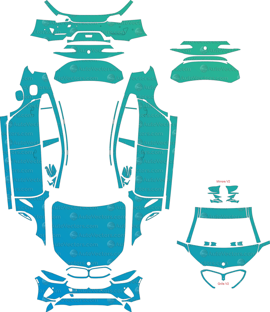 BMW 8 Series Sport Line G16 (From 2020) Gran Coupe pre-cut PPF vector template download