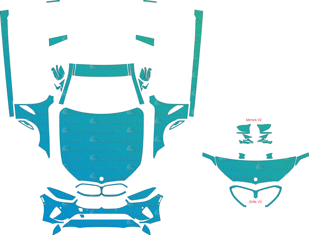 BMW 8 Series Sport Line G16 (From 2020) Gran Coupe pre-cut PPF vector template download