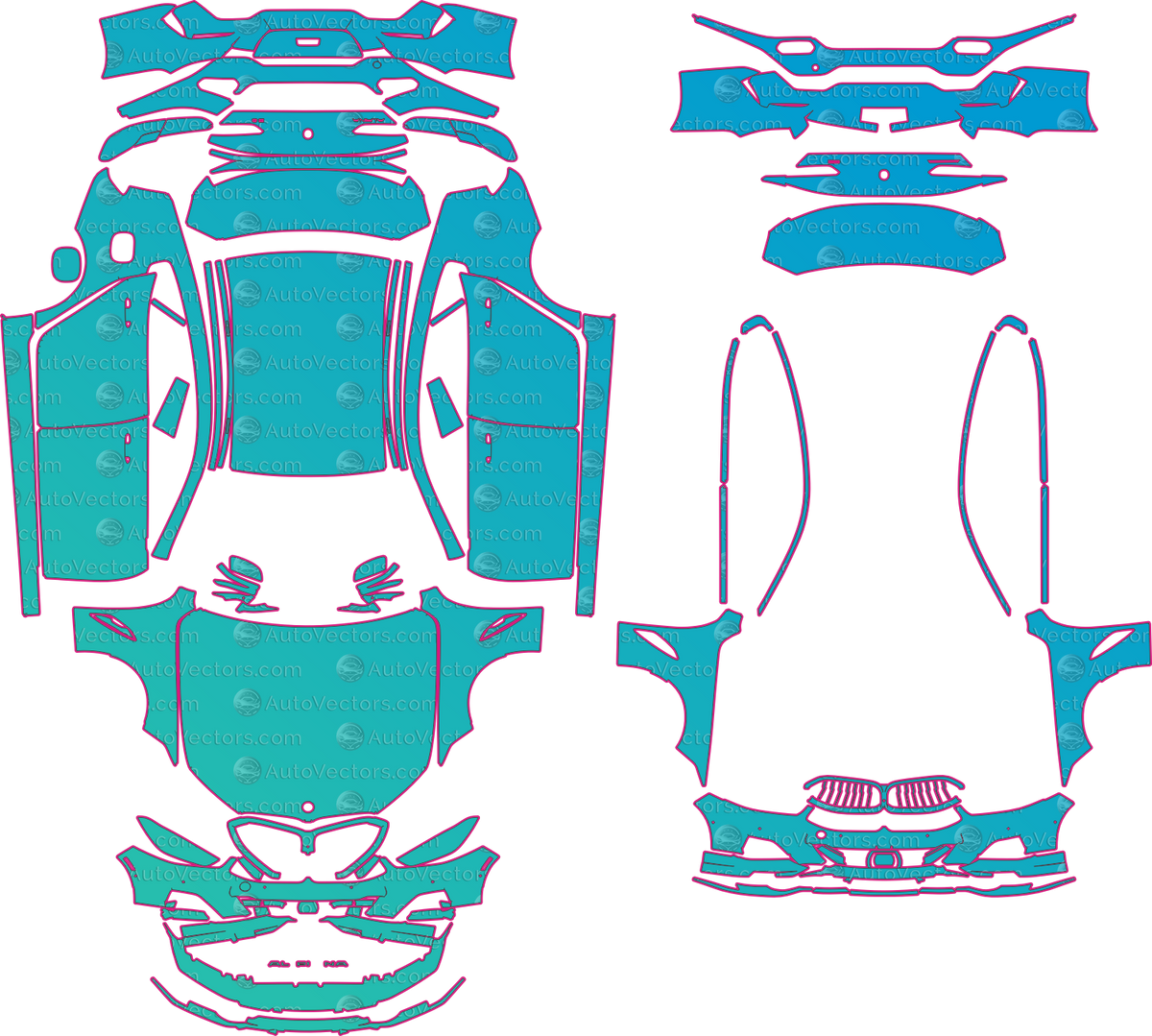 BMW Alpina B8 Grand Coupe G16 (From 2023) Coupe – pre-cut PPF pattern templates, instant digital download vector cut files (CDR, AI, PDF, SVG)