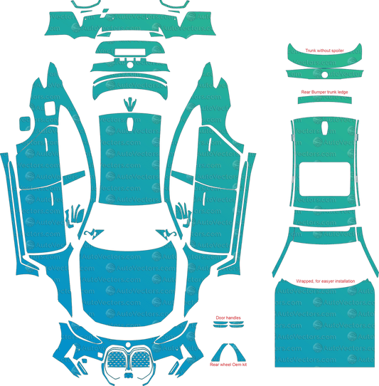 BMW i4 Base G26 (From 2022) Gran Coupe pre-cut PPF vector template download