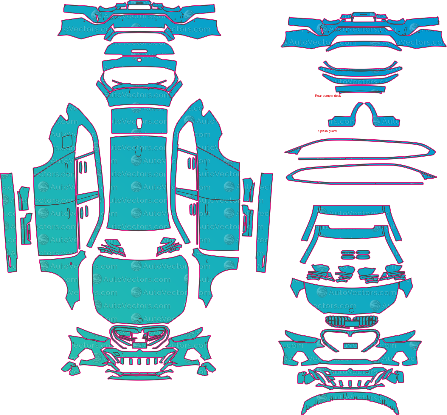 BMW i5 M60 M Sport Touring (From 2024) Pre-Cut PPF Pattern Templates – pre-cut PPF pattern templates, digital download vector files (CDR, AI, PDF, DXF, SVG)