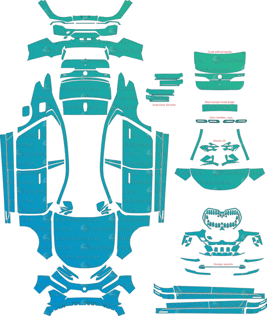 BMW i7 M60 xDrive G70 (From 2023) M Performance Sedan pre-cut PPF vector template download