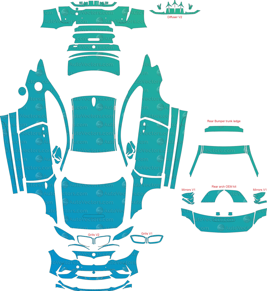 BMW M2 Competition CS F87 (From 2020) Coupe pre-cut PPF vector template download