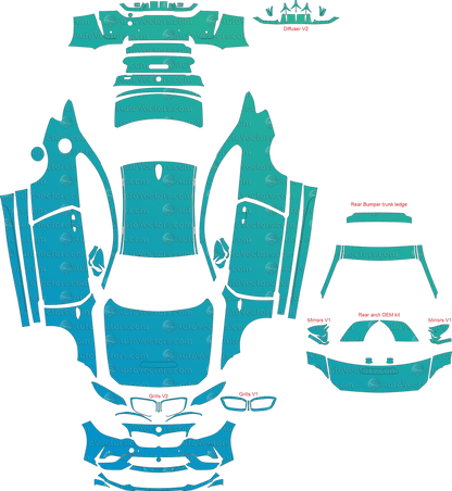 BMW M2 Competition CS F87 (From 2020) Coupe pre-cut PPF vector template download