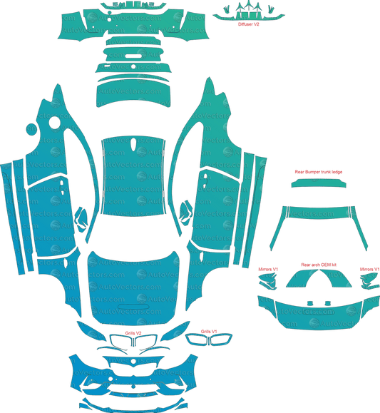 BMW M2 Competition CS F87 (From 2020) Coupe pre-cut PPF vector template download