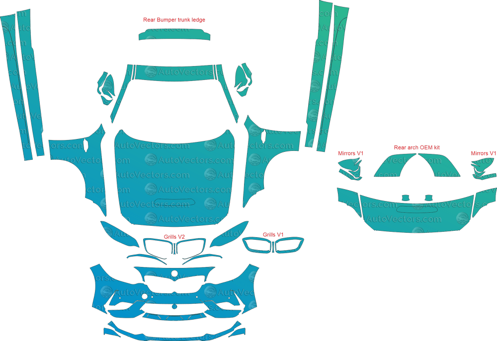 BMW M2 Competition CS F87 (From 2020) Coupe pre-cut PPF vector template download