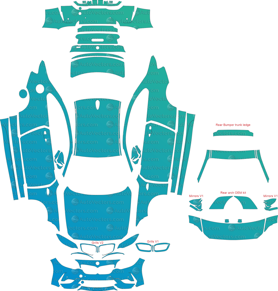 BMW M2 Competition F87 (From 2019) Coupe pre-cut PPF vector template download