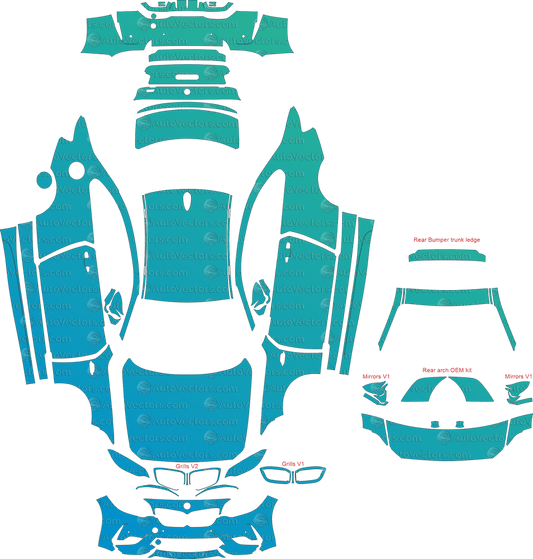 BMW M2 Competition F87 (From 2019) Coupe pre-cut PPF vector template download