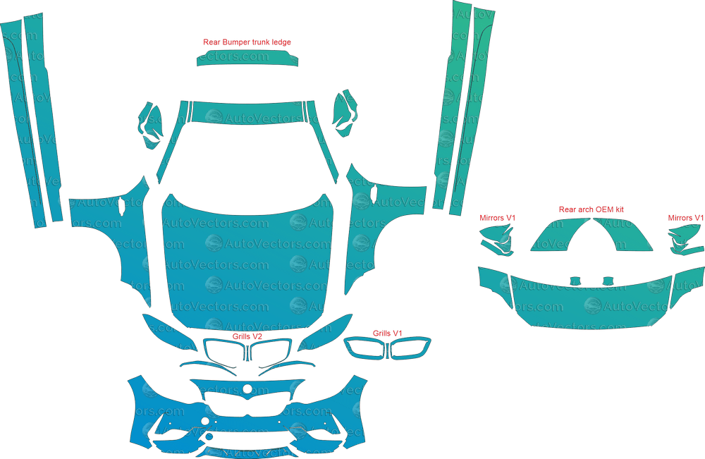 BMW M2 Competition F87 (From 2019) Coupe pre-cut PPF vector template download