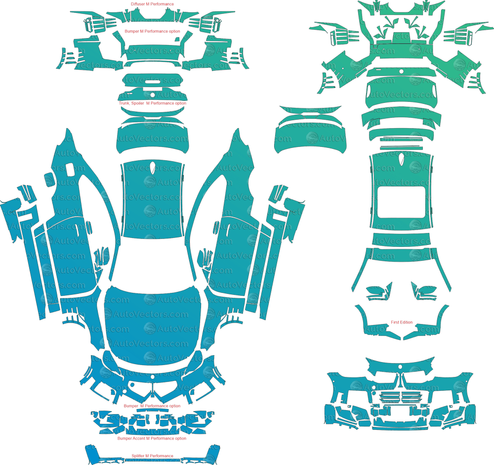 BMW M2 CS Competition G87 (From 2023) Coupe pre-cut PPF vector template download