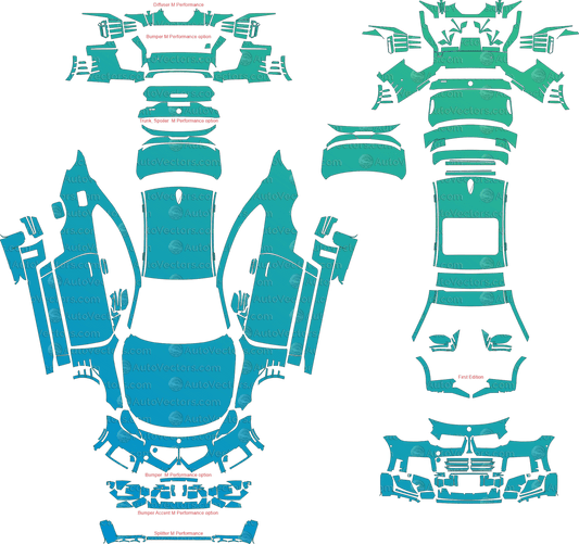 BMW M2 CS Competition G87 (From 2023) Coupe pre-cut PPF vector template download