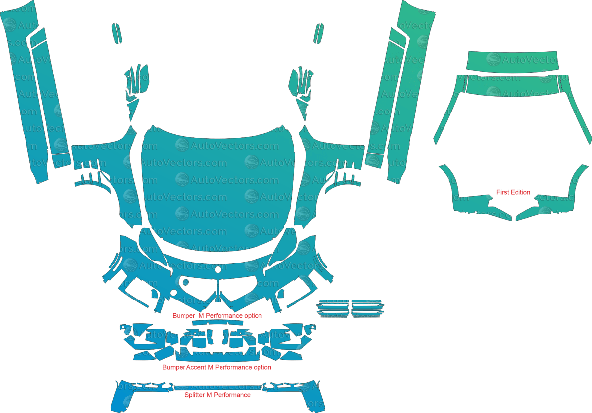 BMW M2 M performance G87 (From 2023) Coupe pre-cut PPF vector template download