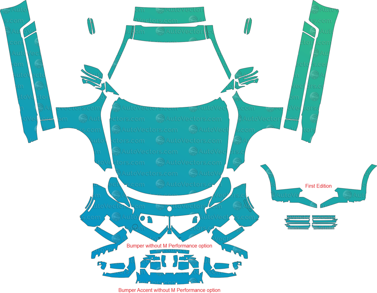 BMW M2 Standard G87 (From 2023) Coupe pre-cut PPF vector template download